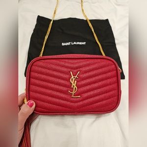 Saint Laurent Mini Lou Camera Bag in Rouge Opyum